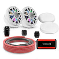 DS18 EN-JS6PKGWH/IQWH 6.5" Loaded Flat Mount Speaker Pods with Amplifier, Installation Kit and Digital LED Lights, Package for Can-Am Spyder & Ryker — White / White w/ Plastic Grill — image 1