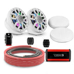 DS18 EN-JS6PKGWH/IQWH 6.5" Loaded Flat Mount Speaker Pods with Amplifier, Installation Kit and Digital LED Lights, Package for Can-Am Spyder & Ryker — White / White w/ Plastic Grill — image 1