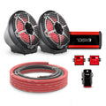 DS18 EN-JS8PKGBK/CF 8" Loaded Flat Mount Speaker Pods with Amplifier, Installation Kit and RGB LED Lights, Package for Can-Am Spyder & Ryker — Black / Carbon Fiber — image 1