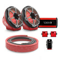 DS18 EN-JS8PKGRD/MBK 8" Loaded Flat Mount Speaker Pods with Amplifier, Installation Kit and RGB LED Lights, Package for Can-Am Spyder & Ryker — Red / Black w/Metal Grill — image 1