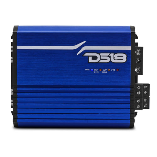 DS18 FRP-1.2K4/BL Compact 4-Channel Full-Range Class-D Amplifier | 1200W RMS - Blue — image 1