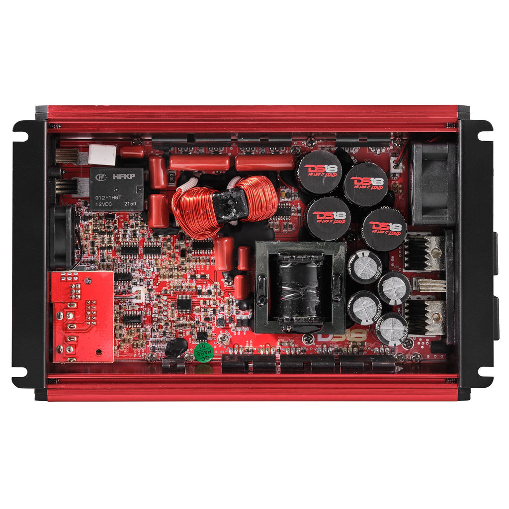 DS18 FRP-2.5K/RD Compact Full-Range Class D 1-Channel Amplifier 2,500 Watts Rms @ 1-Ohm - Red — image 2