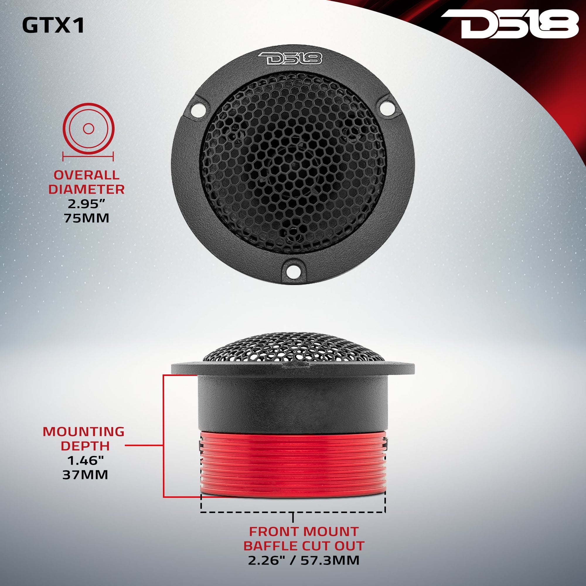 DS18 GTX1 3" Die Cast Compression Neodymium Super Bullet Tweeter 1" Titanium | 120W RMS 4-Ohm — image 6