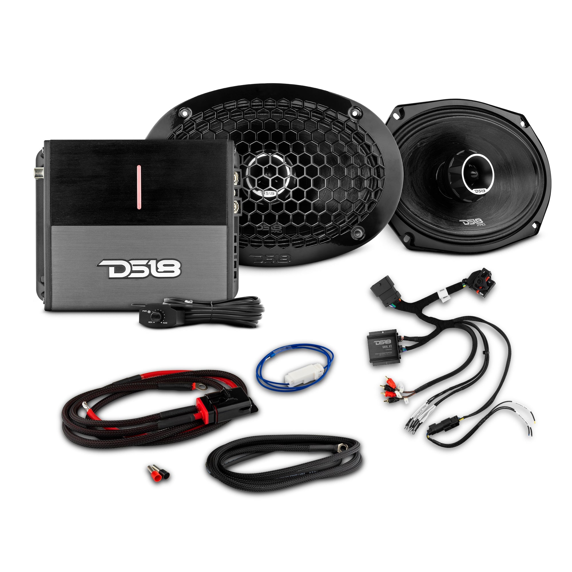 DS18 HARLEY.PKG2 2014-Up Harley-Davidson Street Glide or Road Glide Rear Upgrade Package - 2x PRO Mid-Range w/ Twetter | 1x Amplifier — image 1