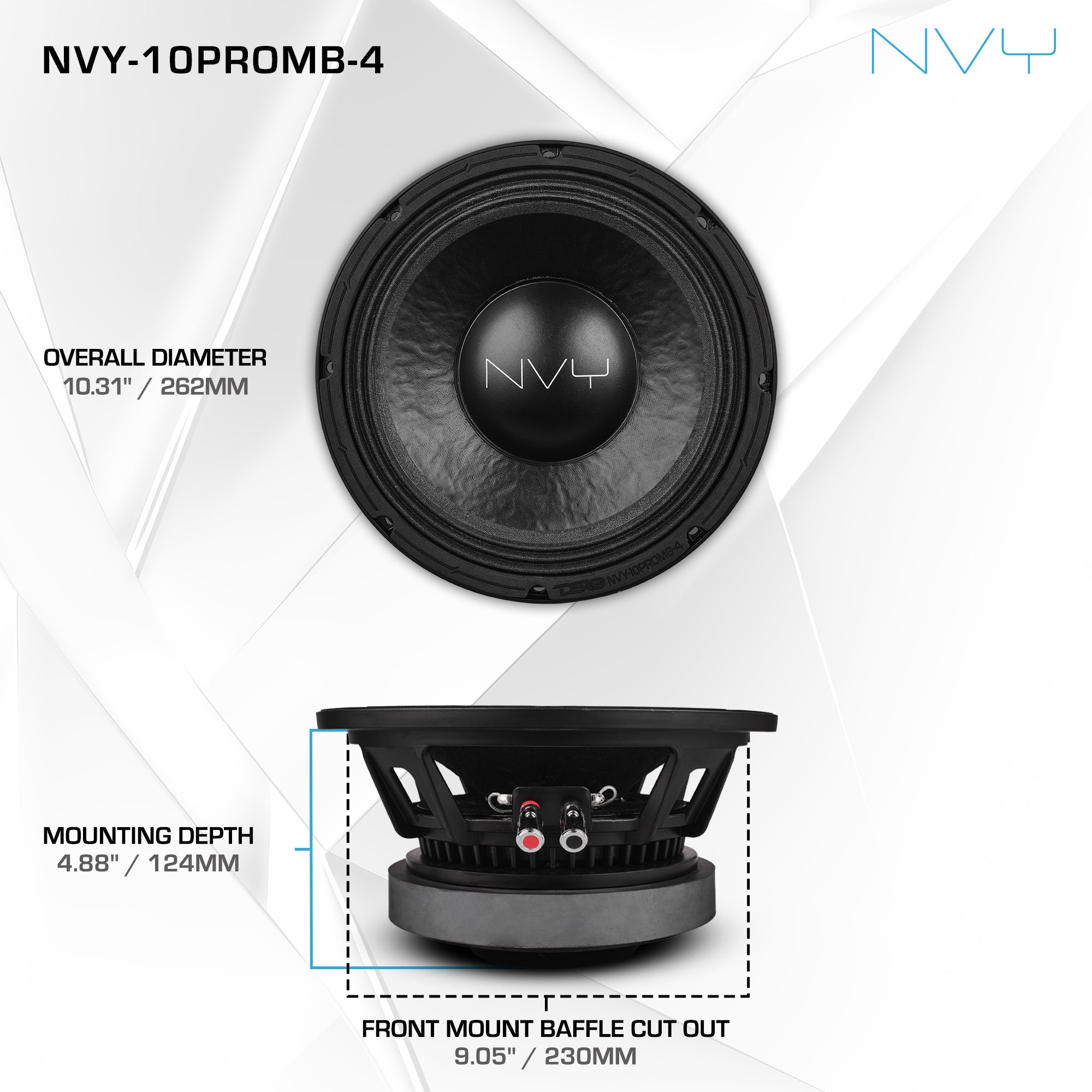 DS18 NVY-10PROMB-4 10" Mid-Bass Woofer With Water Resistant Cone | 500W RMS 4-Ohm — image 6