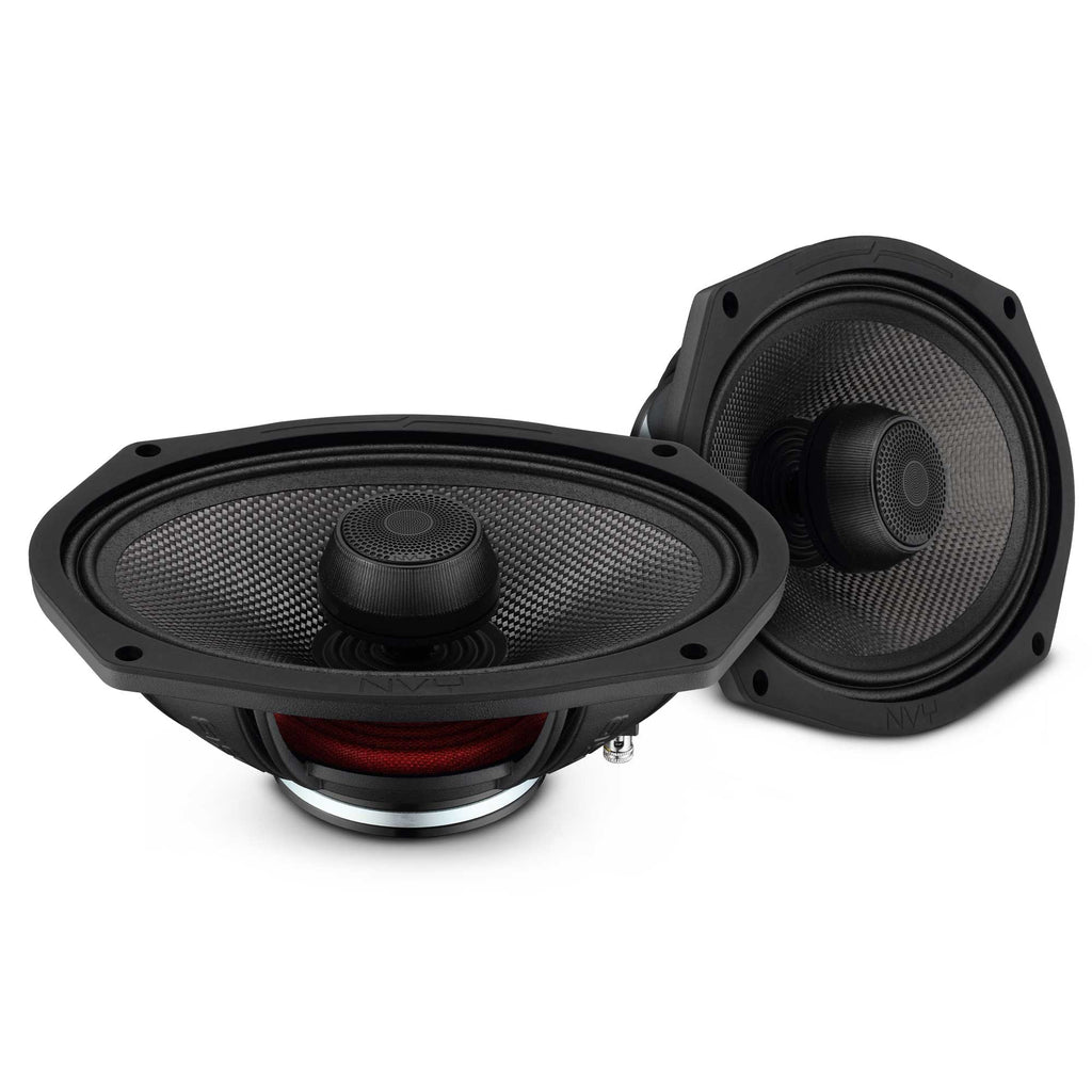 DS18 NVY-69CFZT-N4 6x9” 2-Way Coaxial Loudspeaker with Water-Resistant Carbon Fiber Cone, 1” Bullet Tweeter, Neodymium Magnet | 300W RMS 4-Ohm — image 1