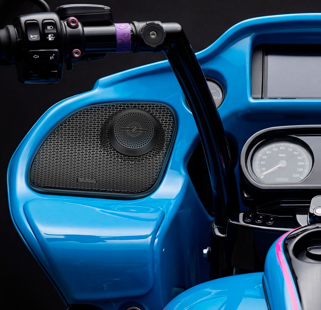 DS18 PRO-CF6.4SLN.2pk + NVY-HDGRGTW.1423LD Harley-Davidson Road Glide 2014–2023 Front Stage Audio Upgrade Kit | 6.5" Slim Midrange Speakers + Bullet Tweeter NVY Grilles — image 2