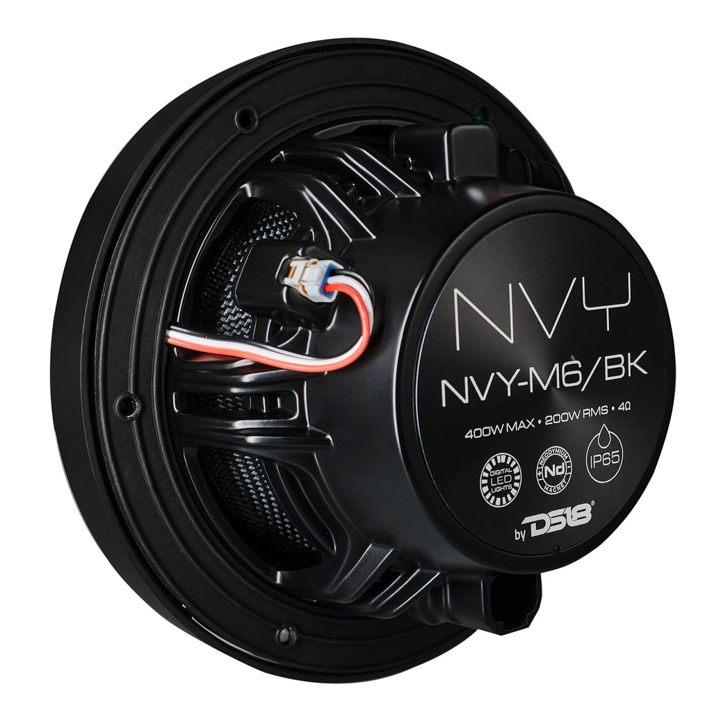 DS18 NVY-M6/BK 6.5” Marine Coaxial Speaker With Kevlar Cone, Bullet Tweeter, Neodymium Magnet, and Digital LED Lights | 200W RMS 4-Ohm — image 7