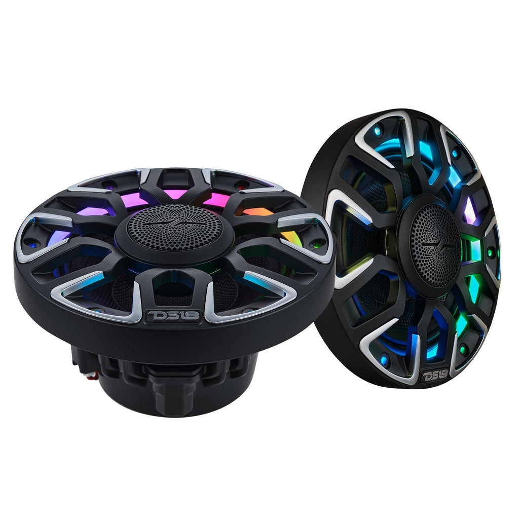 DS18 NVY-M6/BK 6.5” Marine Coaxial Speaker With Kevlar Cone, Bullet Tweeter, Neodymium Magnet, and Digital LED Lights | 200W RMS 4-Ohm — image 2