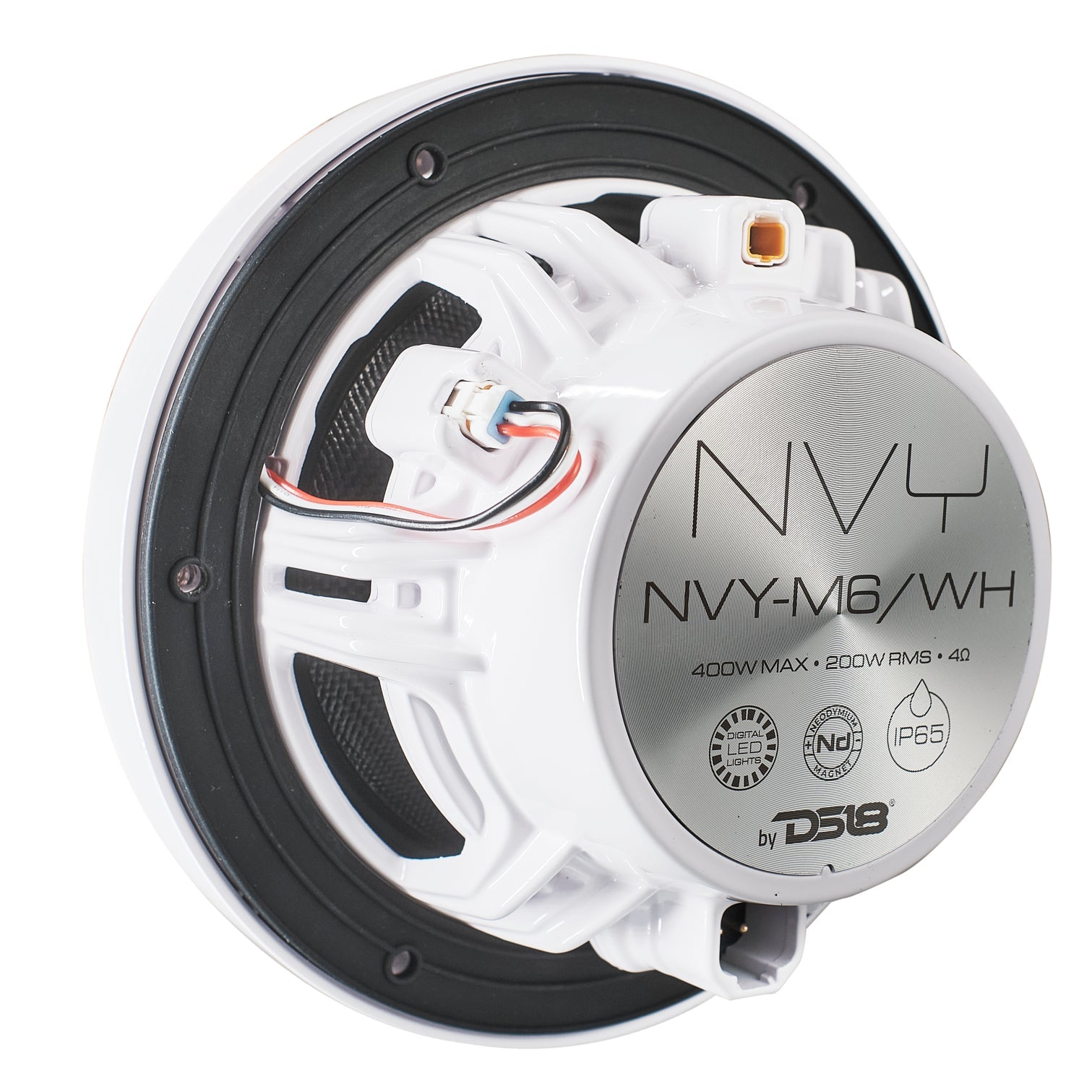 DS18 NVY-M6/WH 6.5” Marine Coaxial Speaker With Kevlar Cone, Bullet Tweeter, Neodymium Magnet, and Digital LED Lights | 200W RMS 4-Ohm — image 7