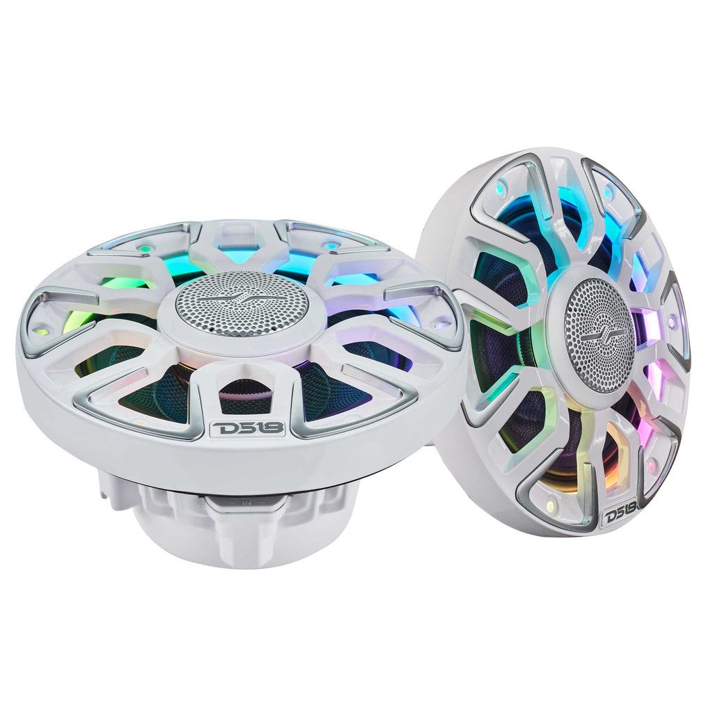 DS18 NVY-M6/WH 6.5” Marine Coaxial Speaker With Kevlar Cone, Bullet Tweeter, Neodymium Magnet, and Digital LED Lights | 200W RMS 4-Ohm — image 2