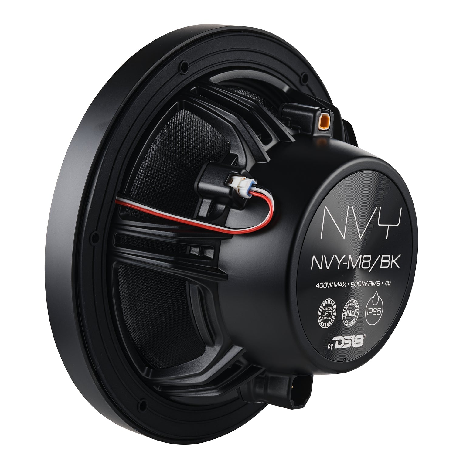 DS18 NVY-M8/BK 8” Marine Coaxial Speaker With Kevlar Cone, Bullet Tweeter, Neodymium Magnet, and Digital LED Lights | 200W RMS 4-Ohm — image 7