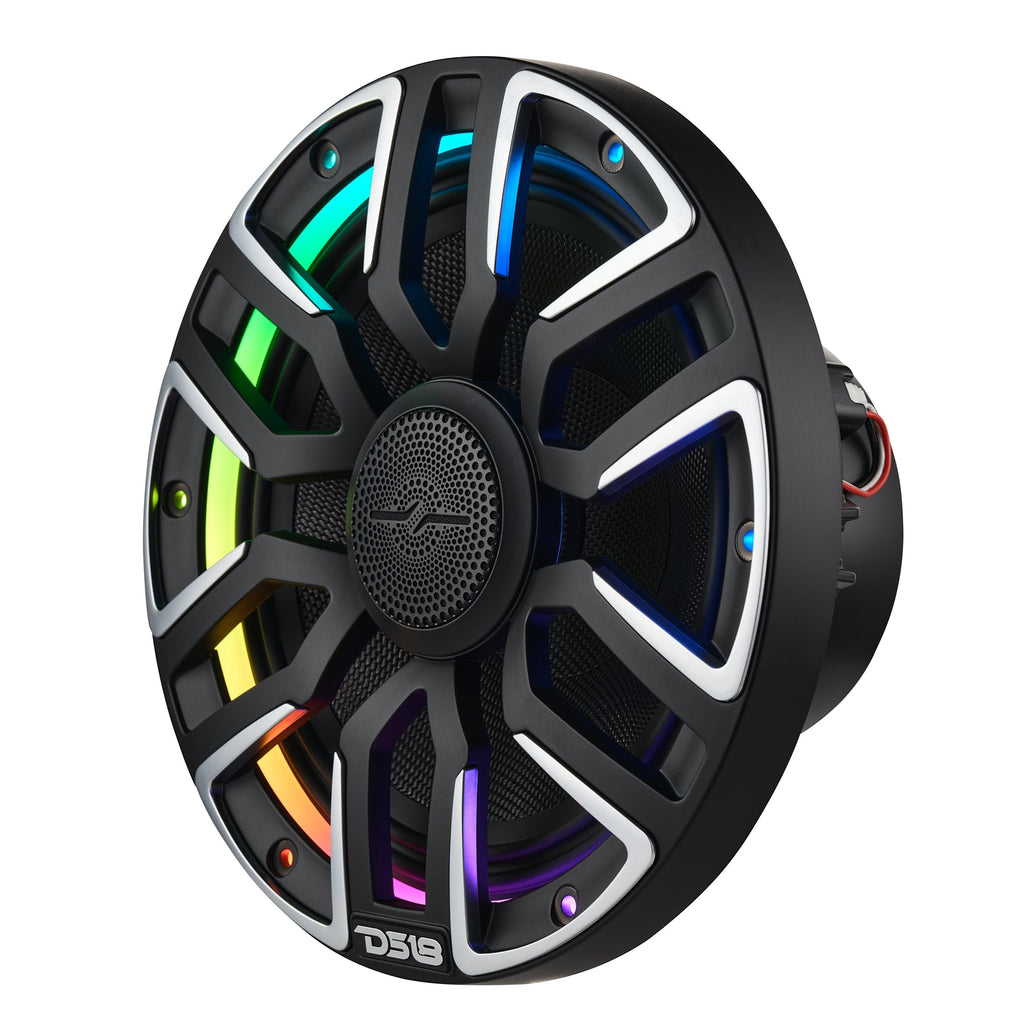 DS18 NVY-M8/BK 8” Marine Coaxial Speaker With Kevlar Cone, Bullet Tweeter, Neodymium Magnet, and Digital LED Lights | 200W RMS 4-Ohm — image 5
