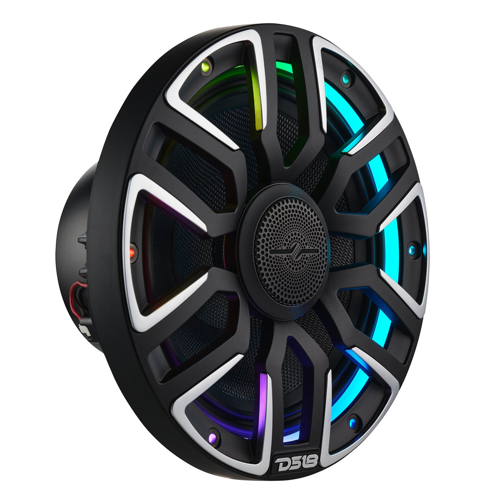 DS18 NVY-M8/BK 8” Marine Coaxial Speaker With Kevlar Cone, Bullet Tweeter, Neodymium Magnet, and Digital LED Lights | 200W RMS 4-Ohm — image 3