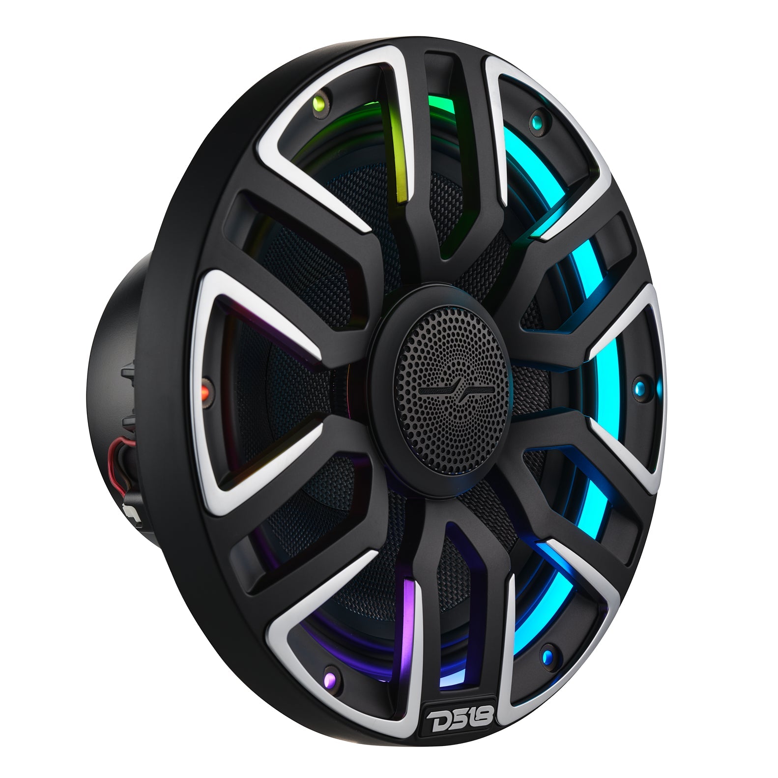 DS18 NVY-M8/BK 8” Marine Coaxial Speaker With Kevlar Cone, Bullet Tweeter, Neodymium Magnet, and Digital LED Lights | 200W RMS 4-Ohm — image 3