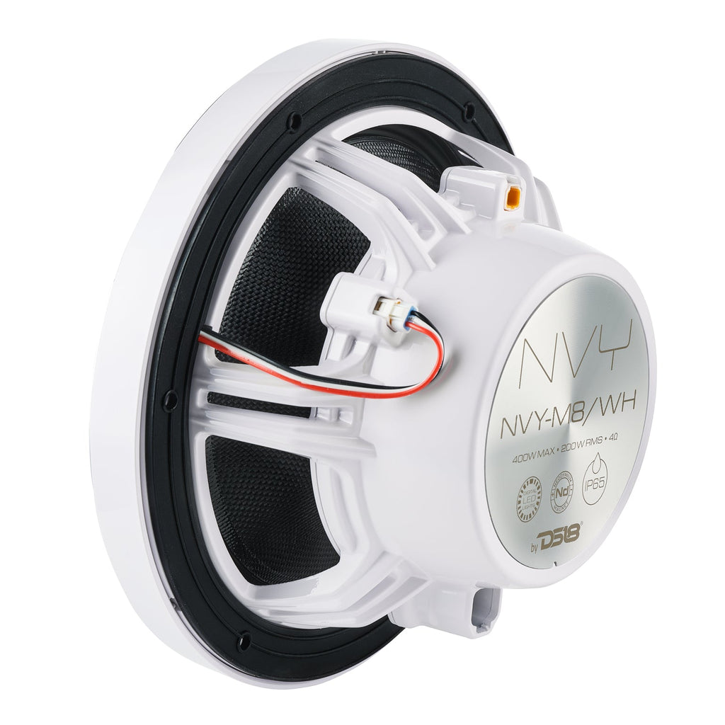 DS18 NVY-M8/WH 8” Marine Coaxial Speaker With Kevlar Cone, Bullet Tweeter, Neodymium Magnet, and Digital LED Lights | 200W RMS 4-Ohm — image 7