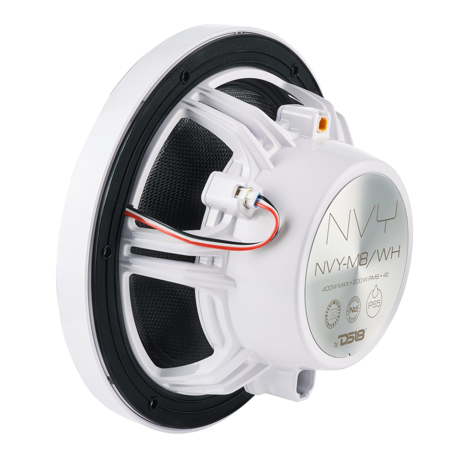 DS18 NVY-M8/WH 8” Marine Coaxial Speaker With Kevlar Cone, Bullet Tweeter, Neodymium Magnet, and Digital LED Lights | 200W RMS 4-Ohm — image 7