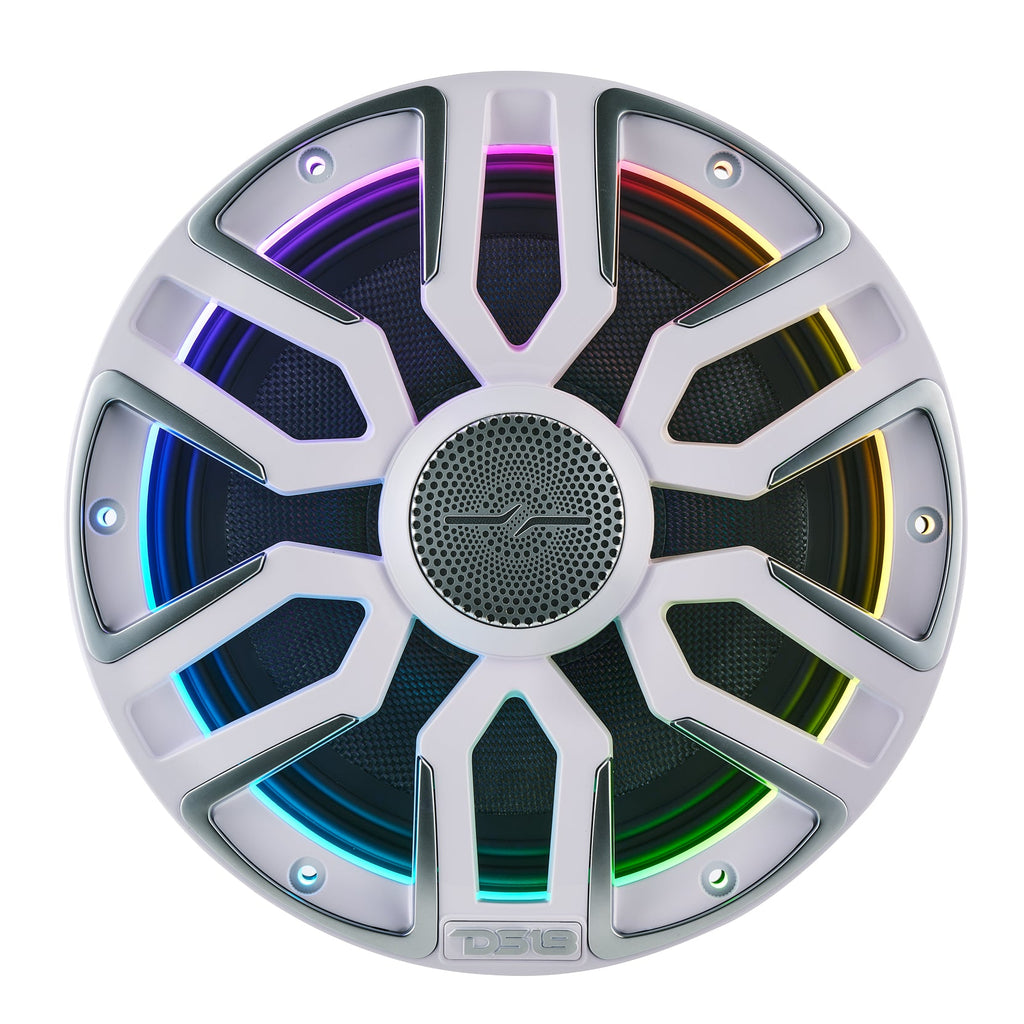 DS18 NVY-M8/WH 8” Marine Coaxial Speaker With Kevlar Cone, Bullet Tweeter, Neodymium Magnet, and Digital LED Lights | 200W RMS 4-Ohm — image 4