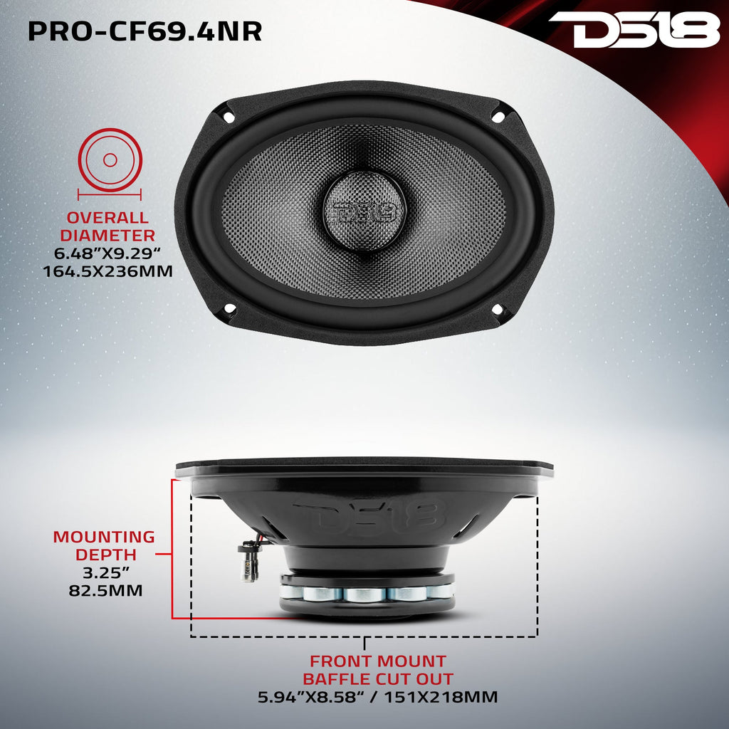 DS18 PRO-CF69.4NR PRO 6x9" Neodymium Carbon Fiber Water resistant Cone Mid-Bass Loudspeaker 300 Watts Rms 4-Ohm — image 7
