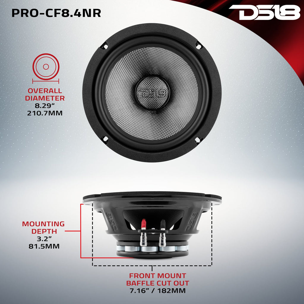 DS18 PRO-CF8.4NR PRO 8" Neodymium Carbon Fiber Water resistant Cone Mid-Bass Loudspeaker 300 Watts Rms 4-Ohm — image 7