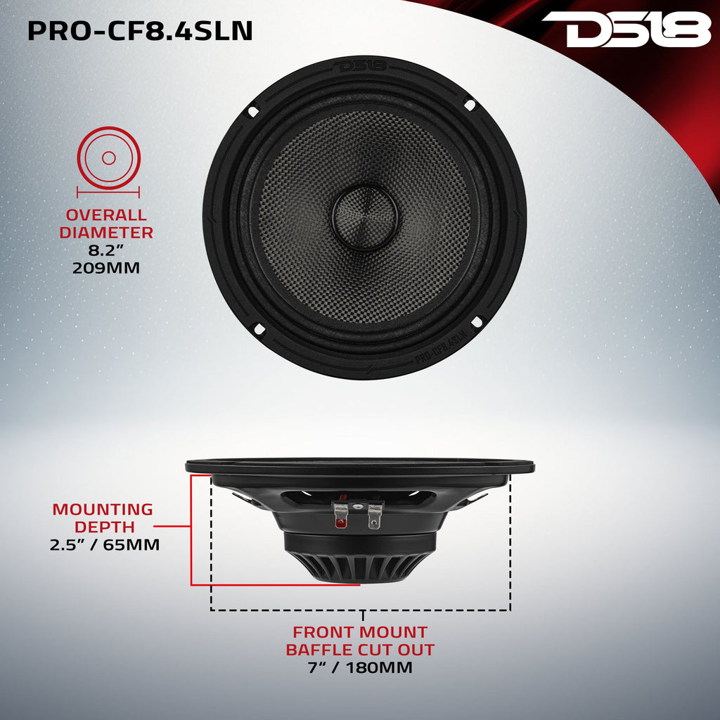 DS18 PRO-CF8.4SLN 8” Slim Motorcycle & Motorsports Loudspeaker With Neodymium Magnet and Water Resistant Carbon Fiber Cone | 200W RMS 4-Ohm — image 7