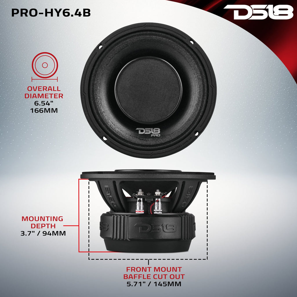 DS18 PRO-HY6.4B PRO 6.5" Coaxial Hybrid Mid-Range Water resistant Cone Loudspeaker with Built-in Driver 225 Watts Rms 4-Ohm — image 5