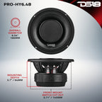 DS18 PRO-HY6.4B PRO 6.5" Coaxial Hybrid Mid-Range Water resistant Cone Loudspeaker with Built-in Driver 225 Watts Rms 4-Ohm — image 5