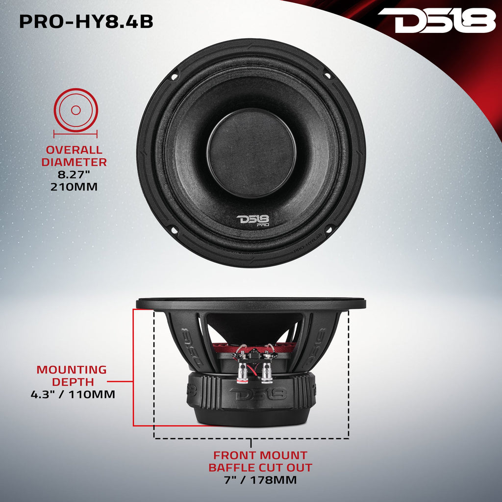 DS18 PRO-HY8.4B PRO 8" Coaxial Hybrid Mid-Range Water resistant Cone Loudspeaker with Built-in Driver 250 Watts Rms 4-Ohm — image 7