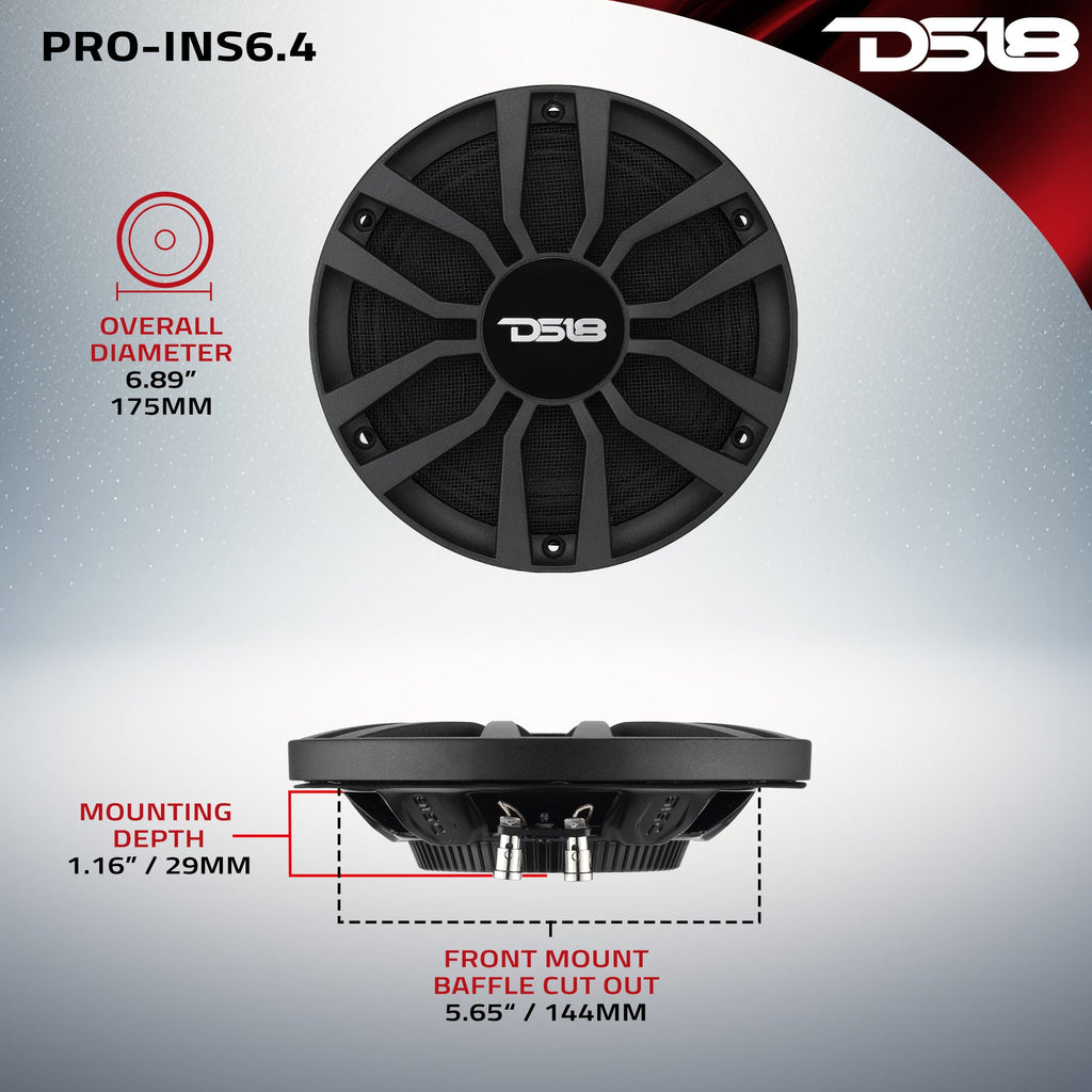 DS18 PRO-INS6.4 6.5” Ultra Slim Mid-Range Loudspeaker with Neodymium Magnet | 120W RMS 4-Ohm — image 7