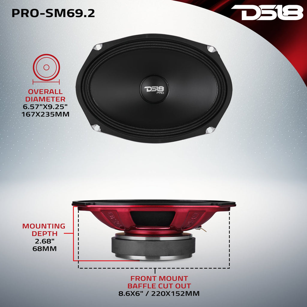 DS18 PRO-SM69.2 PRO 6x9" Slim Water-Resistant Mid-Range Loudspeaker | 250W RMS 2-Ohm — image 8