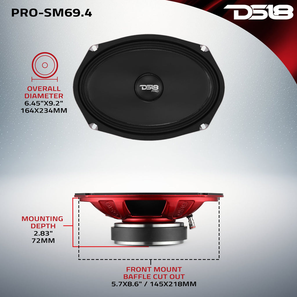 DS18 PRO-SM69.4 PRO 6x9" Slim Water-Resistant Mid-Range Loudspeaker | 250W RMS 4-Ohm — image 8
