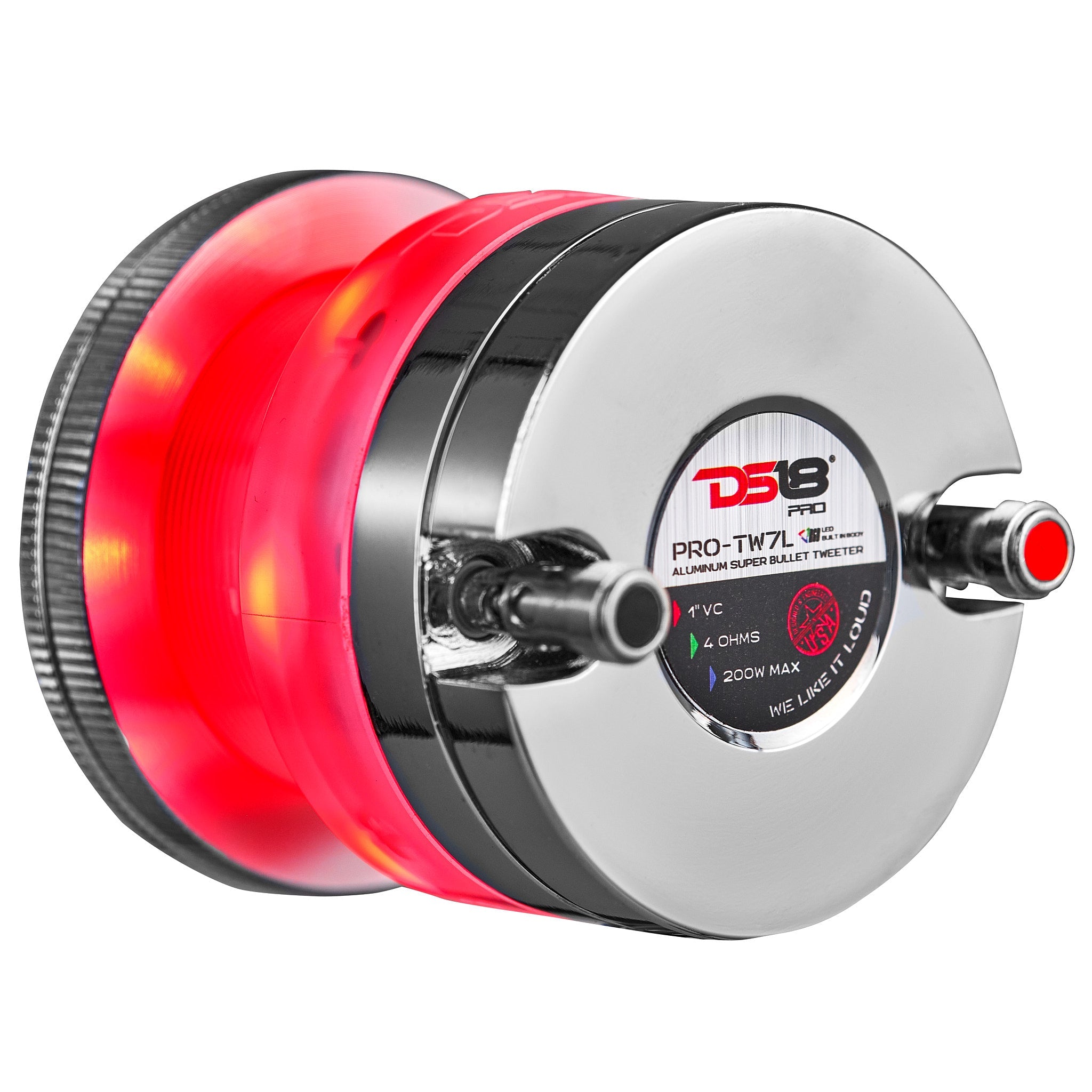 DS18 PRO-TW7L 2.3" Neodymium Super Bullet Tweeter 1" Titanium Voice Coil with RGB LED Lights — image 4