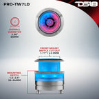 DS18 PRO-TW7LD 2.3" Neodymium Super Bullet Tweeter with 1" Aluminum Voice Coil & Digital LED Lights — image 8