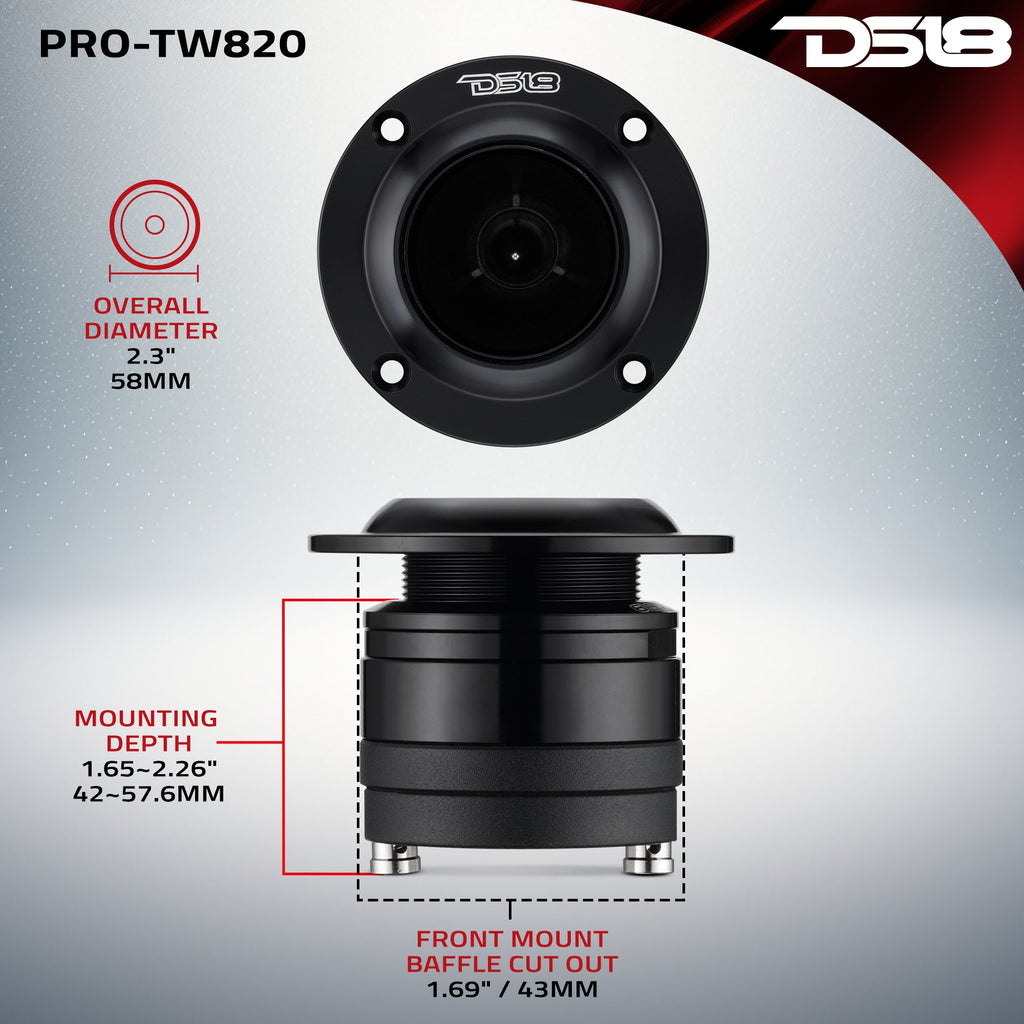 DS18 PRO-TW820 2.3" High Compression Neodymium Super Bullet Tweeter 100 Watts 1.4" Aluminum 4-Ohm Vc — image 7