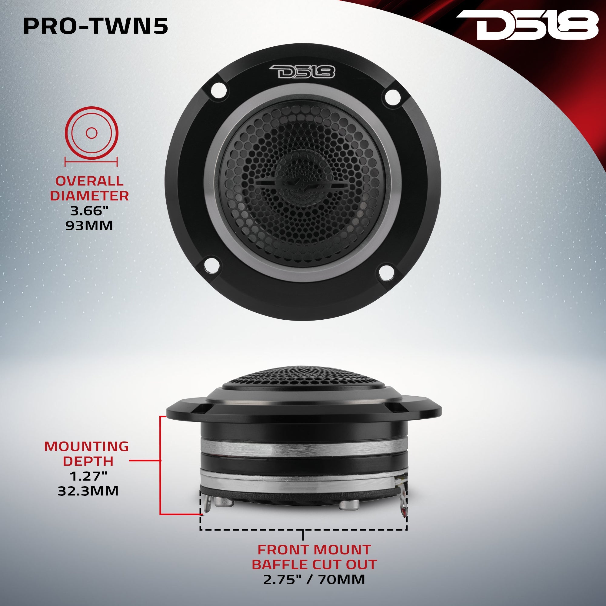 DS18 PRO-TWN5 3.6" High Compression Neodymium Hybrid Driver/Tweeter 200 Watts 1.5 " Pen 4-Ohm Vc — image 7