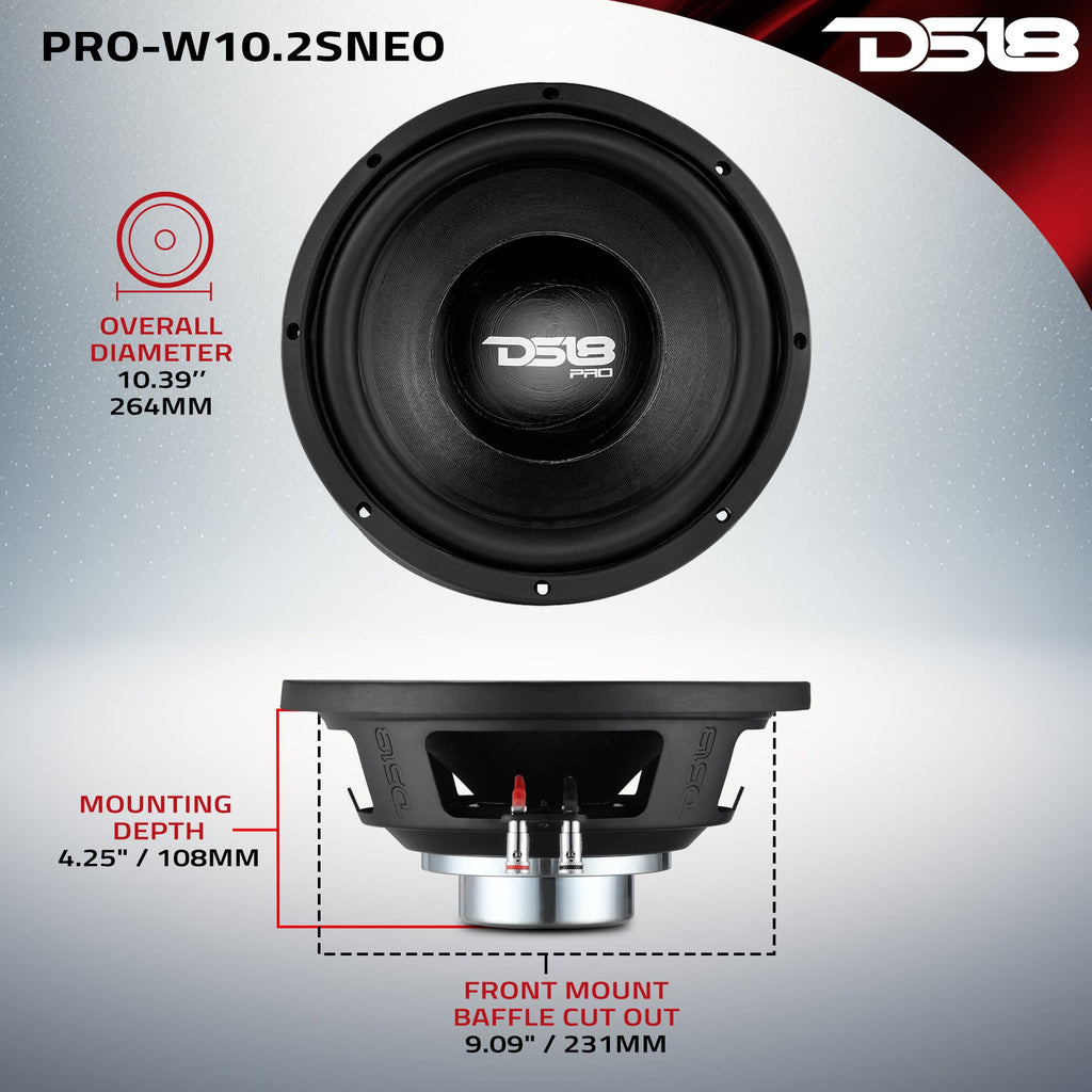 DS18 PRO-W10.2SNEO PRO 10" Neodymium Water Resistant Woofer 400 Watts Rms 2-Ohm SVC — image 6