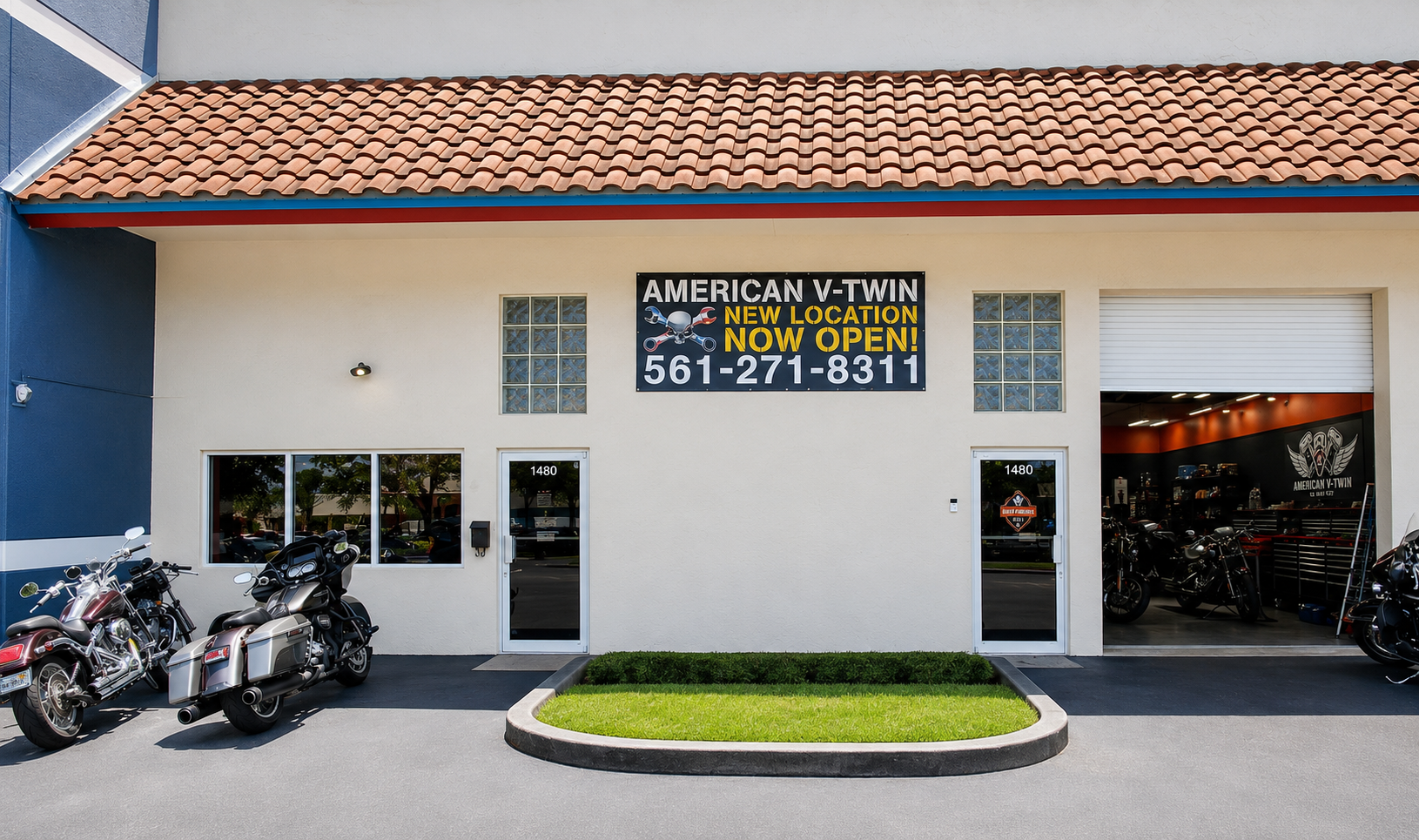 Exterior of American V-Twin motorcycle shop in Boca Raton