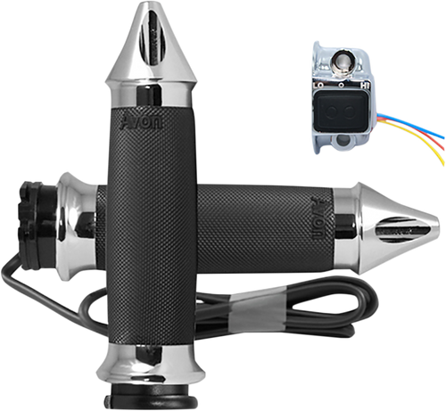 AVON GRIPS Heated Grips - Custom Contour - Spike - Cable - Chrome CC-85-CH-SPK-HT — image 1