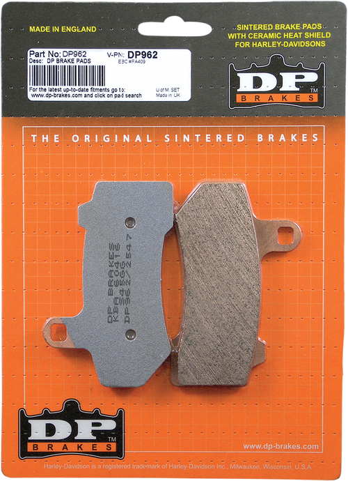 DP Brakes Sintered Metal Harley/Buell Brake Pads (Front/Rear) - DP962 — image 2