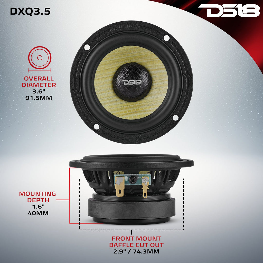 DS18 DXQ3.5 DXQ 3.5” Midrange Speaker with Yellow Straw + Composite Foam Cone | 60W RMS 4-Ohm — image 7