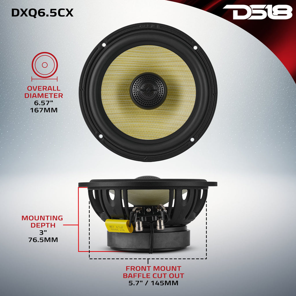 DS18 DXQ6.5CX DXQ 6.5" 2-Way Coaxial Speaker with Yellow Straw and Composite Foam Cone | 150W RMS 4-Ohm — image 8