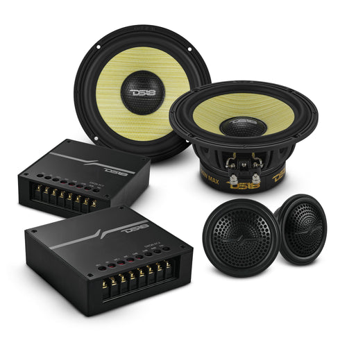 DS18 DXQ6C2 DXQ 6.5" 2-Way Component Speaker Set with Yellow Straw + Composite Foam Cone | 150W RMS 4-Ohm — image 1