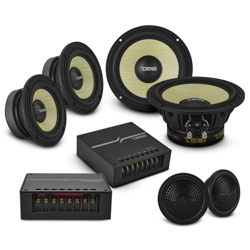 DS18 DXQ6C3 DXQ 6.5" 3-Way Component Speaker Set with Yellow Straw + Composite Foam Cone | 150W RMS 4-Ohm — image 1