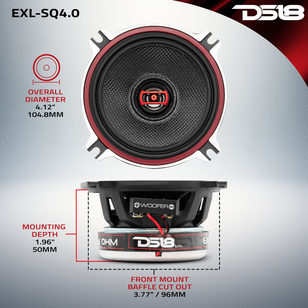 DS18 EXL-SQ4.0 EXL 4" 2-Way Coaxial Speaker with Fiber Glass Cone | 60W RMS 3-Ohm — image 8