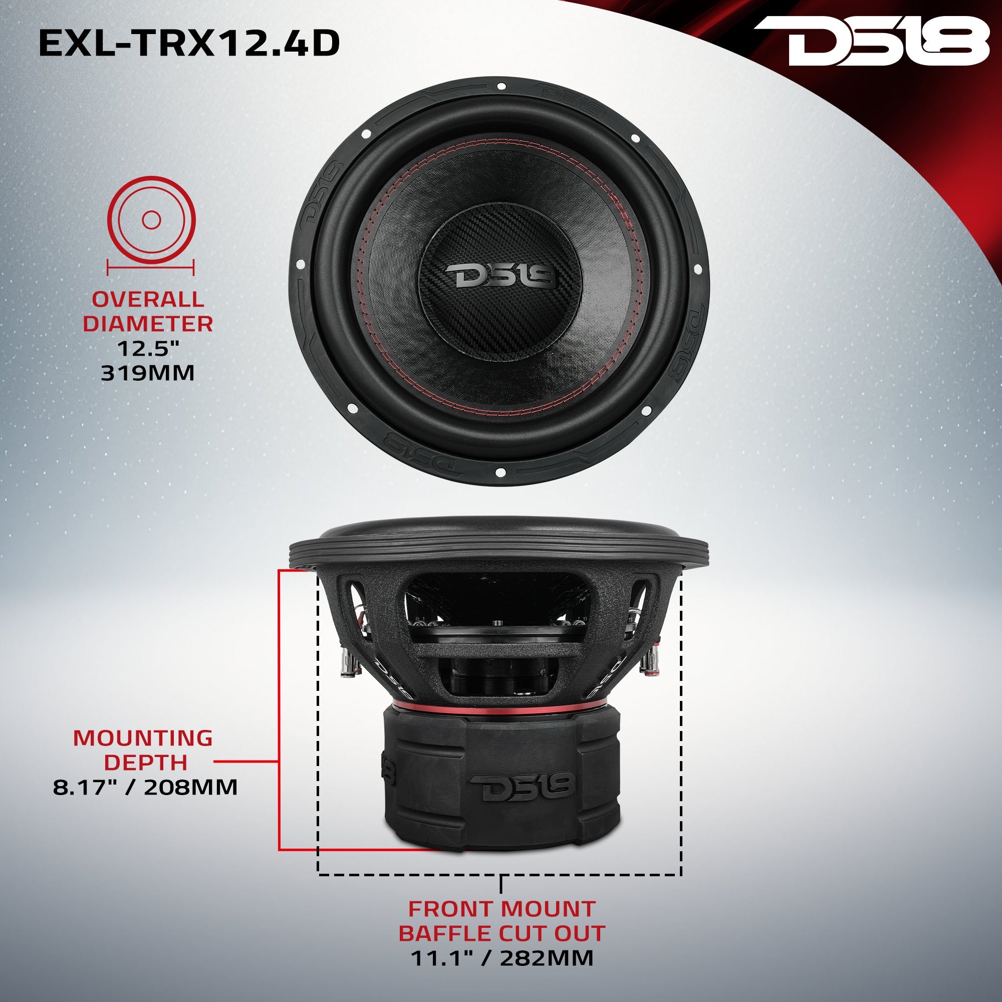 DS18 EXL-TRX12.4D EXL 12” Subwoofer Triple Stack with Reinforced Cone 2000 Watts RMS 3” Dvc 4-Ohm — image 7
