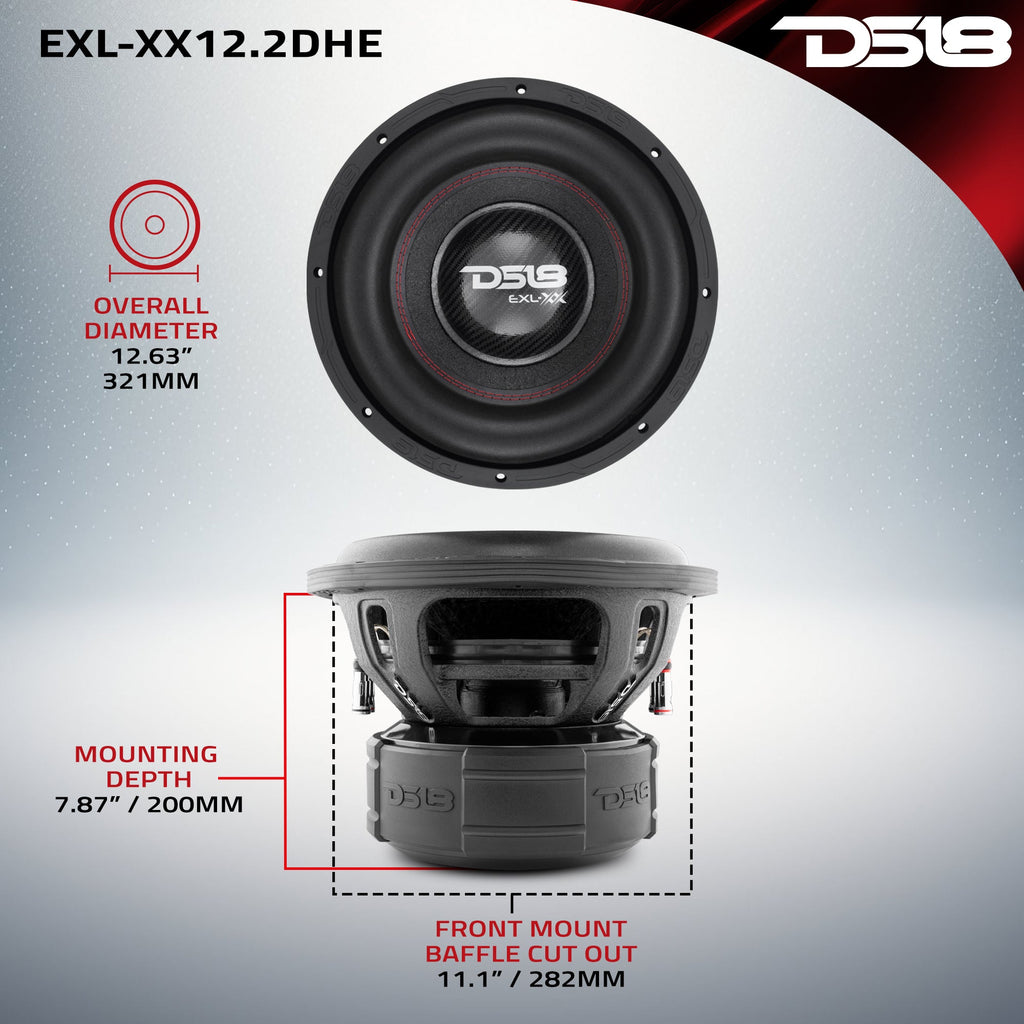 DS18 EXL-XX12.2DHE EXL XX 12" High Excursion Subwoofer 2000 Watts Rms DVC 2-Ohm — image 6