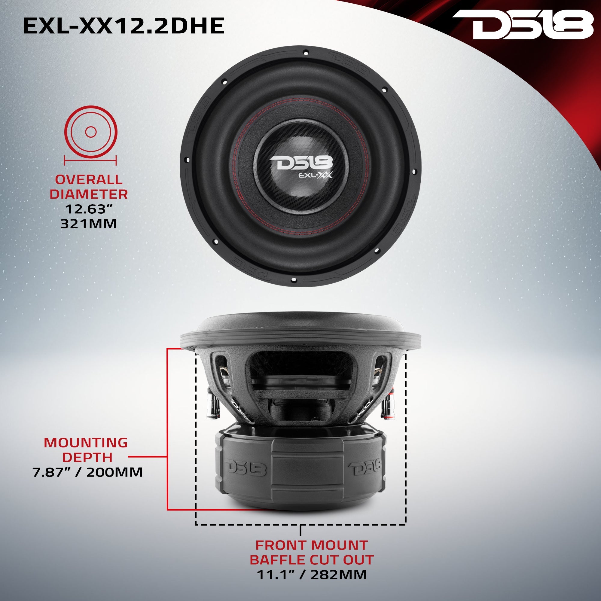 DS18 EXL-XX12.2DHE EXL XX 12" High Excursion Subwoofer 2000 Watts Rms DVC 2-Ohm — image 6