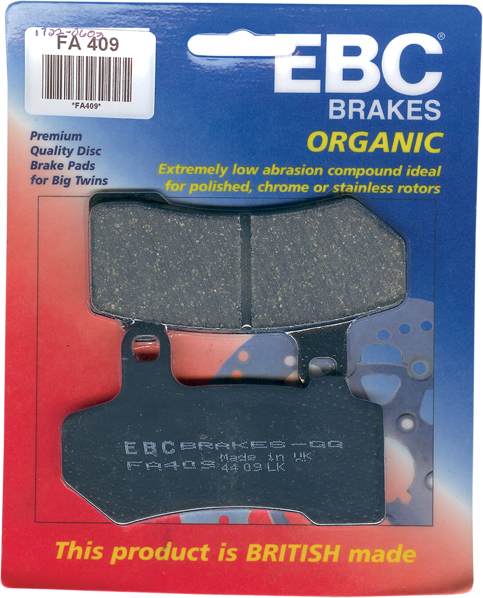EBC Organic Harley/Buell Brake Pads (Front/Rear) - FA409 — image 2