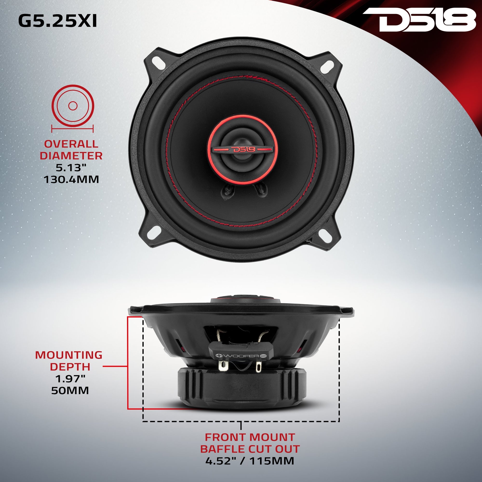 DS18 G5.25Xi GEN-X 5.25" 2-Way Coaxial Speakers 45 Watts Rms 4-Ohm — image 7