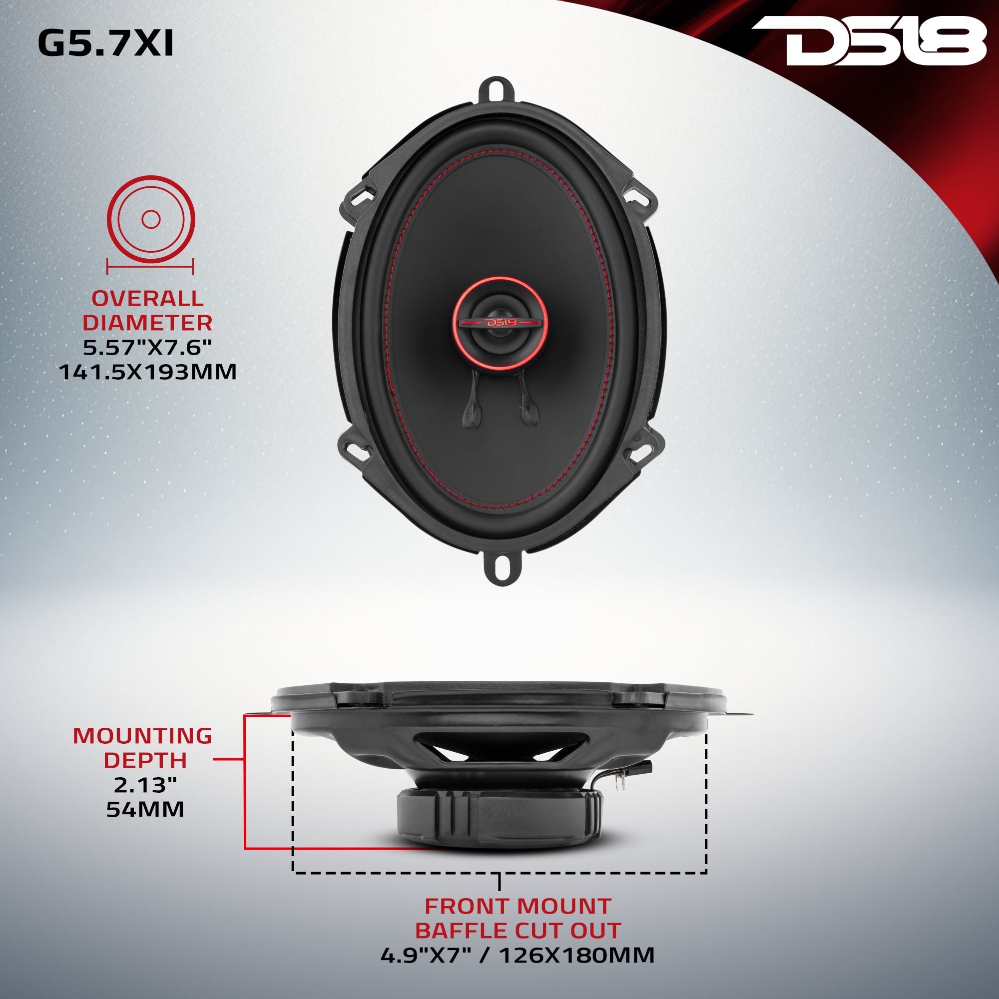DS18 G5.7Xi GEN-X 5x7" 2-Way Coaxial Speakers 50 Watts Rms 4-Ohm — image 7